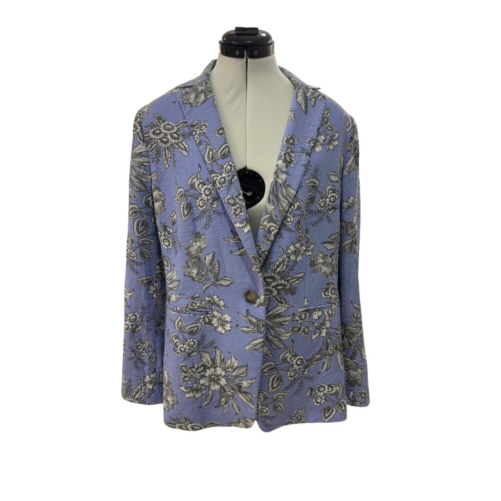 ANN TAYLOR BLUE FLORAL BLAZER SIZE 12